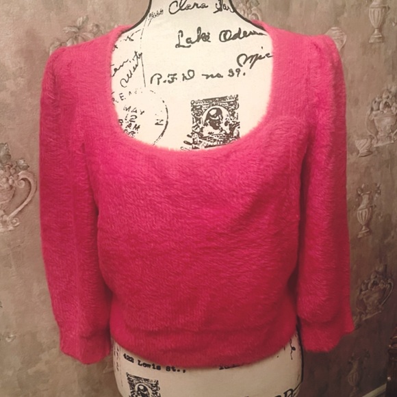 FREE PEOPLE MEDIUM MOONBEAM PINK PUFFED SLEEVE SWEATER MEDIUM - Picture 5 of 9